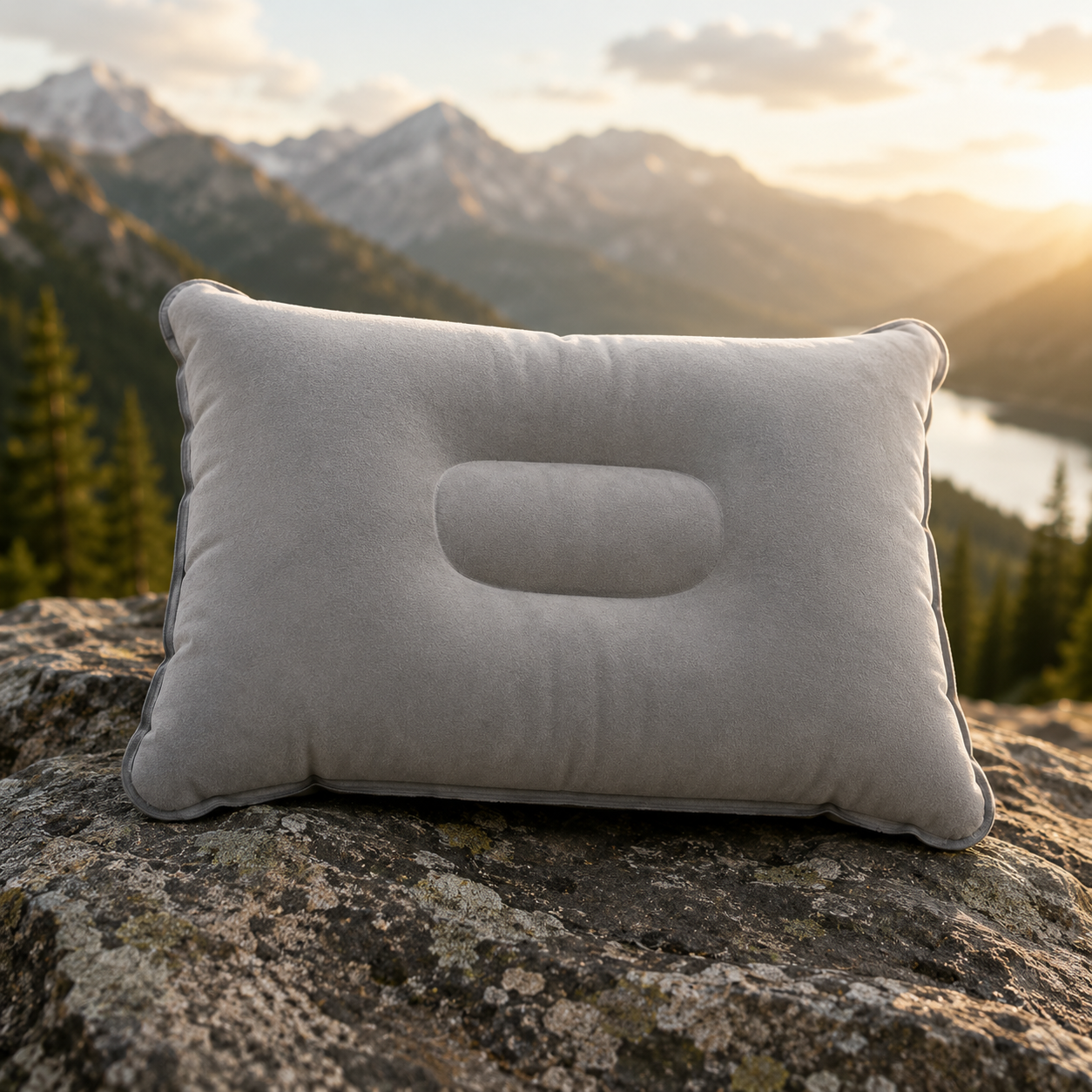 1pc Comfortable Inflatable Pillow for Office, Car, Camping, Hiking, and Napping - Supports Neck and Lumbar