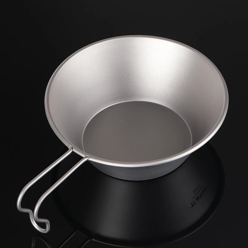 Tiartisan 260ml Titanium Camping Sierra Bowl With Fixed Handle Outdoor Picnic Ultralight Portable Salad Meal Bowl Food Container