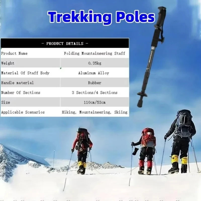 Ultralight Trekking Poles Outdoor Camping Mountaineering Backpacking Hiking Shock Absorption Foldable Design
